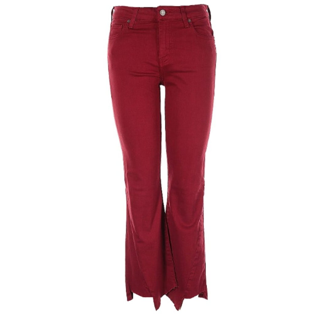 ÉTICA Micki Cropped Flare Jeans in  Deep Red